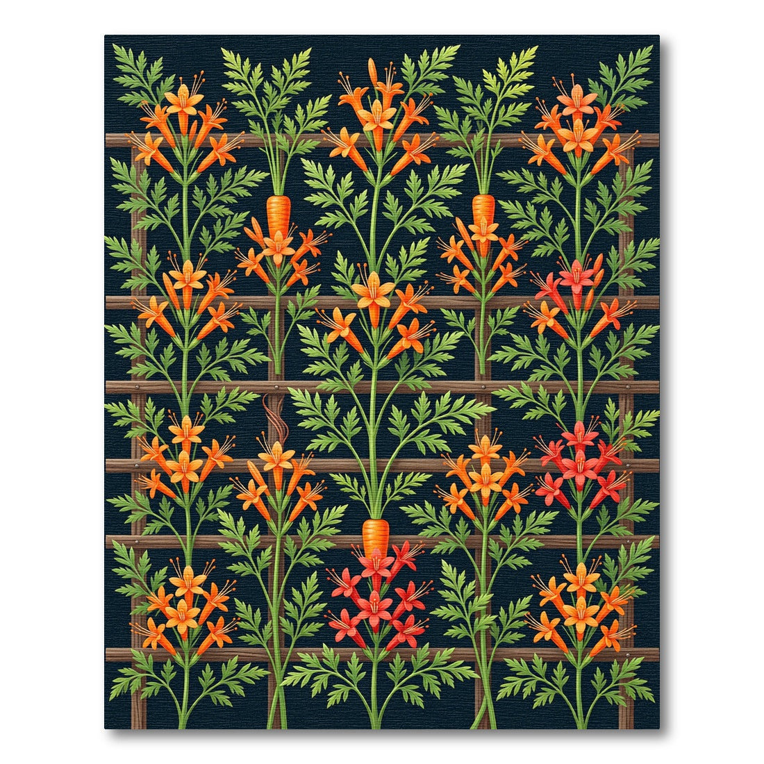 Vibrant Orange Blossom Trellis Rug