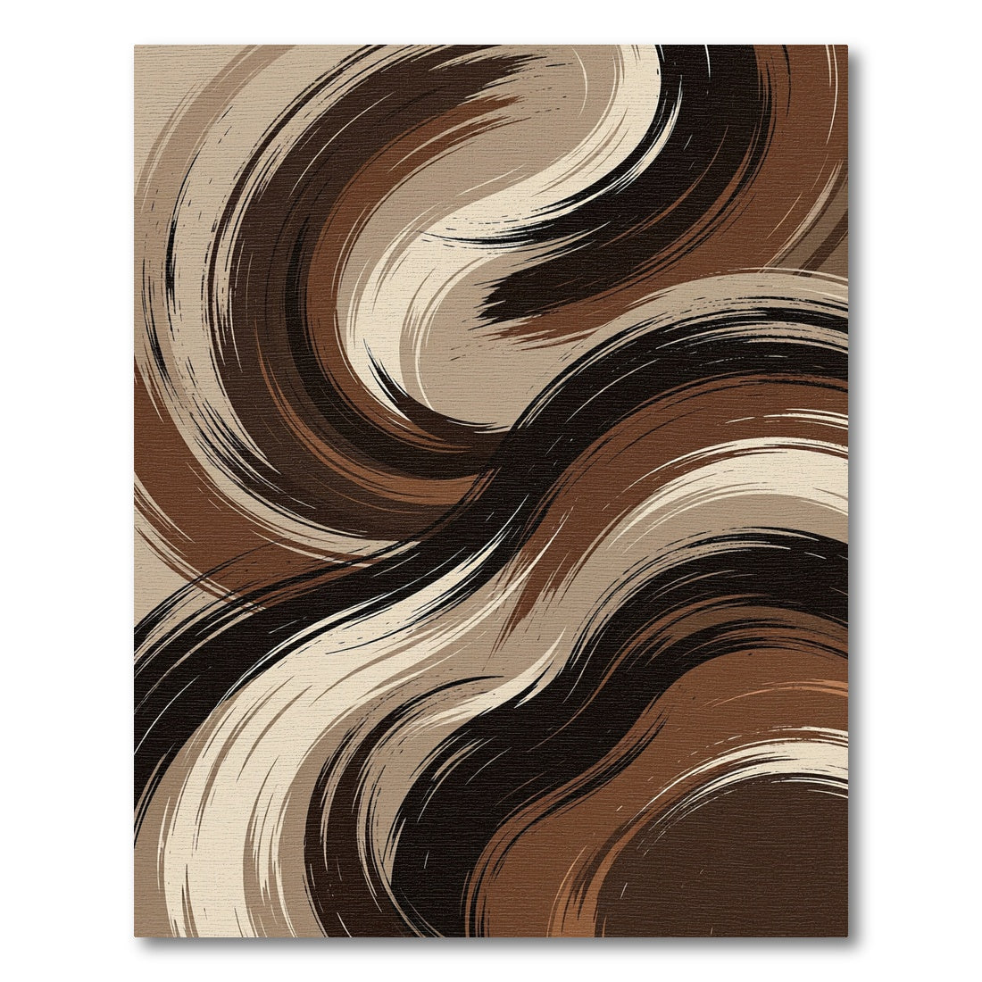 Earthy Swirl Abstract Brushstroke Rug