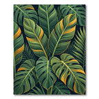 Lush Tropical Golden Leaf Foliage Rug