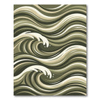 Earthy Green Oceanic Wave Rug