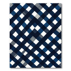 Navy Blue White Diamond Check Rug
