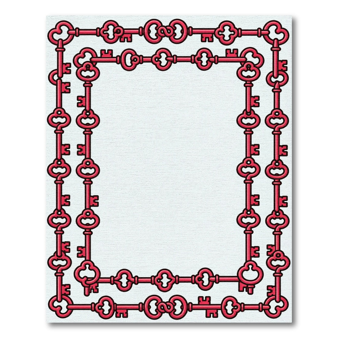 Red Vintage Keys Border Rug
