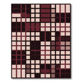 Deep Crimson Plaid Square Composition Rug