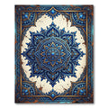 Ornate Royal Blue Gold Sacred Mandala Rug
