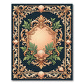 Ornate Gold Leaf Seashell Frame Rug