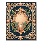 Ornate Gold Leaf Seashell Frame Rug