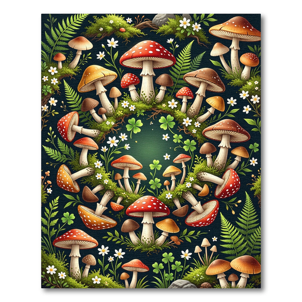Enchanted Forest Mushroom Botanical Medallion Rug