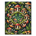 Enchanted Forest Mushroom Botanical Medallion Rug