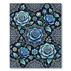 Elegant Navy Blue Rose Mandala Rug
