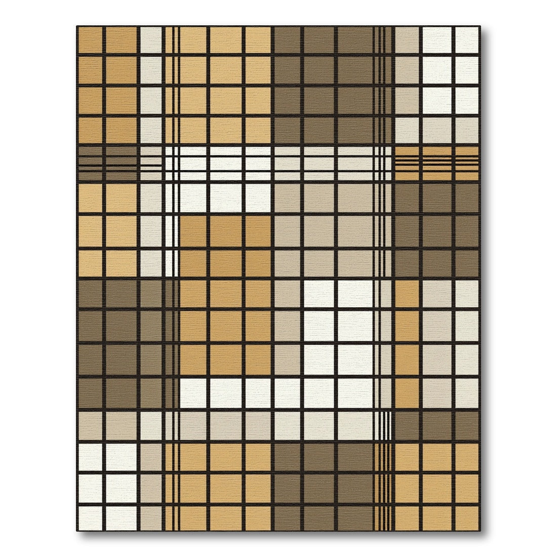 Neutral Tones Plaid Square Composition Rug