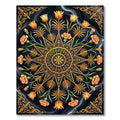 Golden Floral Star Medallion Obsidian Swirl Rug