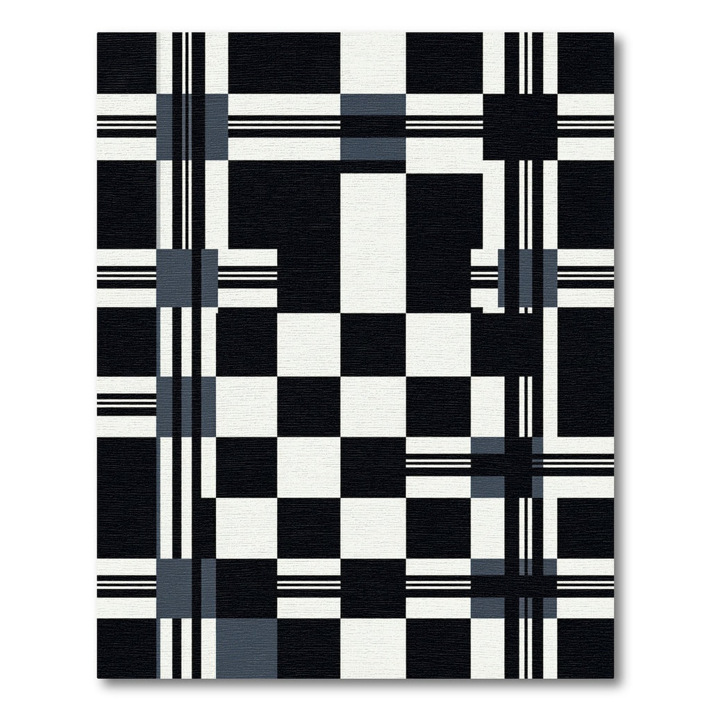 Black White Modern Grid Plaid Rug