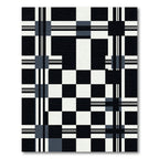 Black White Modern Grid Plaid Rug