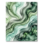 Ethereal Emerald Flowing Abstract Wave Rug