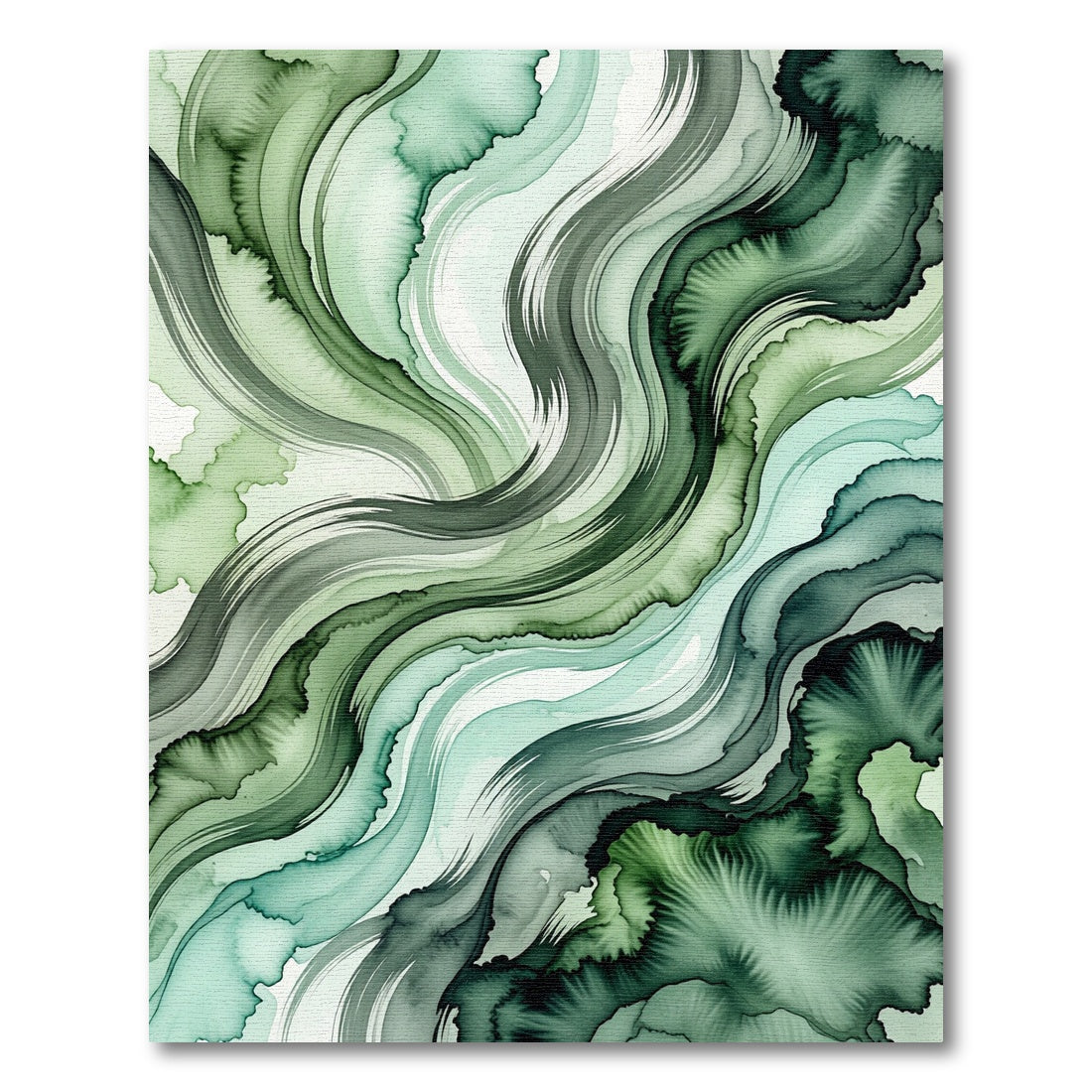 Ethereal Emerald Flowing Abstract Wave Rug