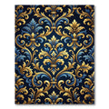 Elegant Royal Blue and Golden Filigree Rug