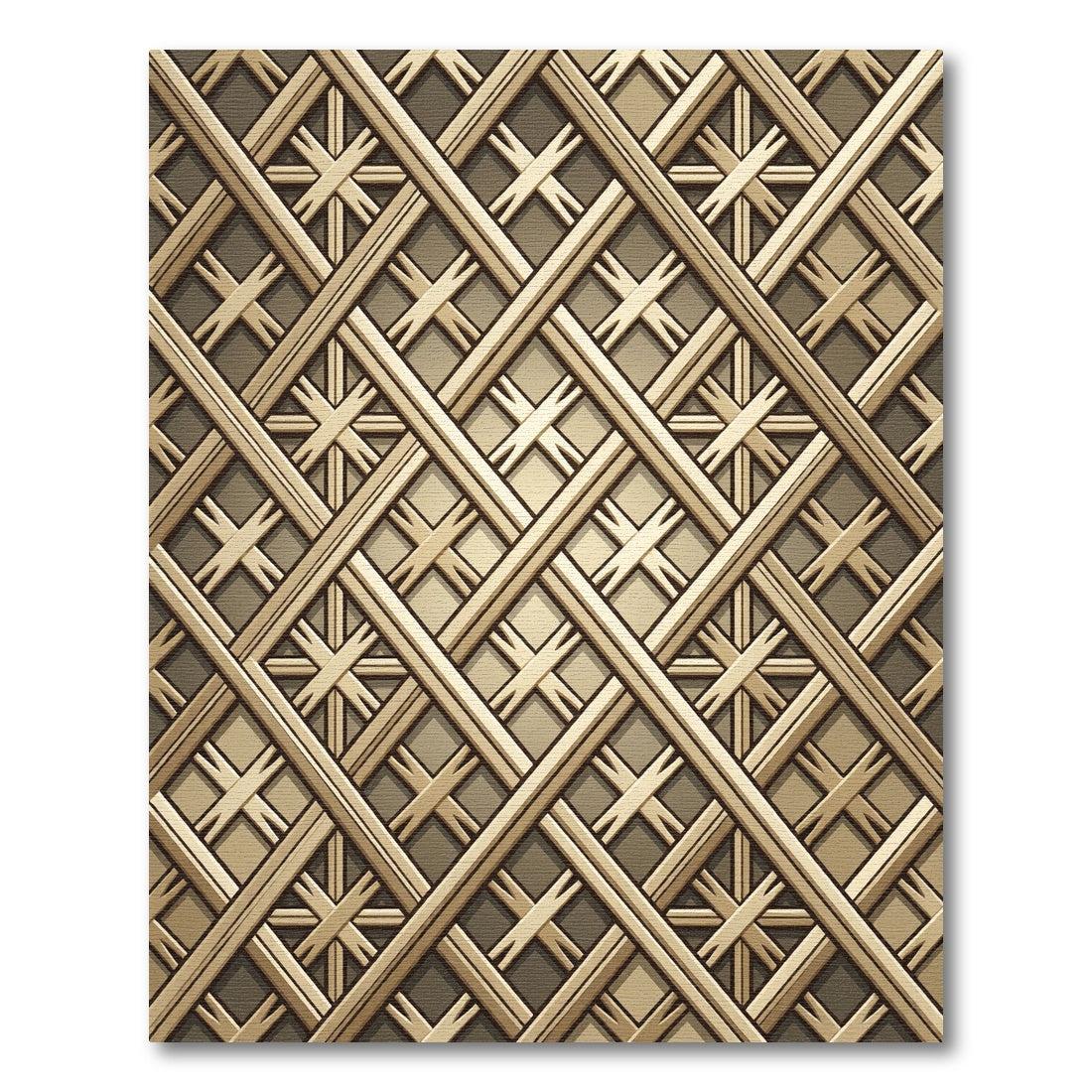 Golden Lattice Art Deco Geometric Rug