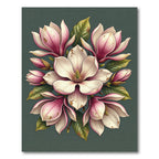 Elegant Pink Magnolia Floral Botanical Rug