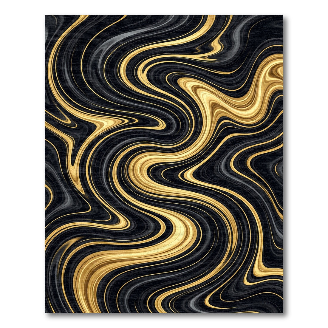 Elegant Golden Liquid Flow Swirls Rug