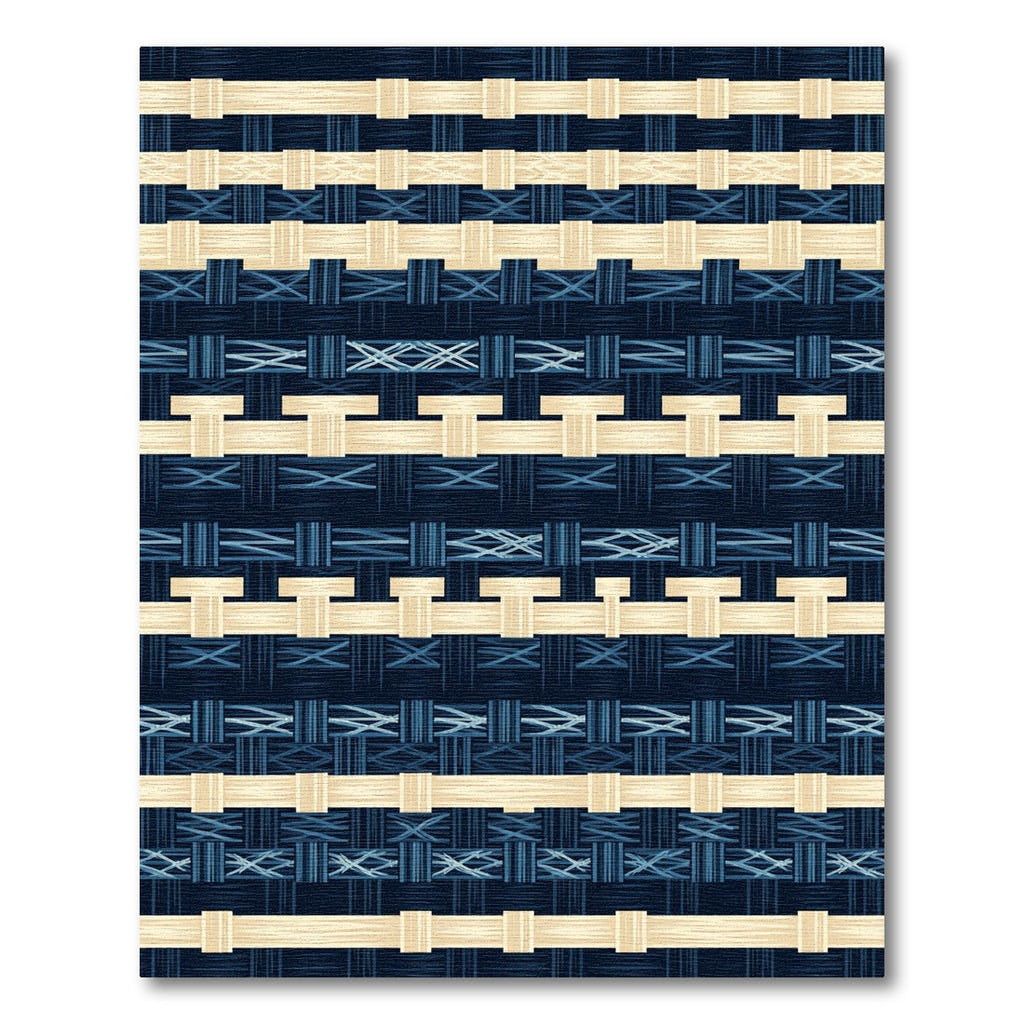 Midnight Navy Indigo Woven Linear Grid Rug
