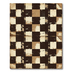 Distressed Earthy Checkered Grid Rug