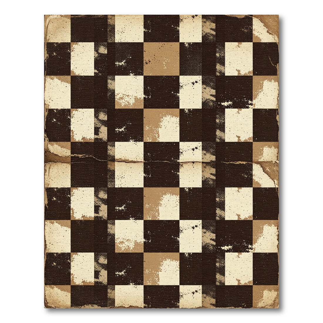 Distressed Earthy Checkered Grid Rug