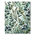 Eucalyptus Leaves Watercolor Botanical Design Rug