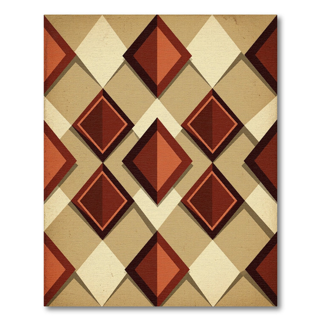 Geometric Terracotta and Cream Diamond Rug