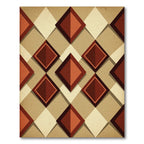 Geometric Terracotta and Cream Diamond Rug
