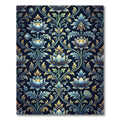 Deep Blue Golden Lotus Garden Rug