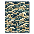 Golden Cream Teal Wave Flow Rug