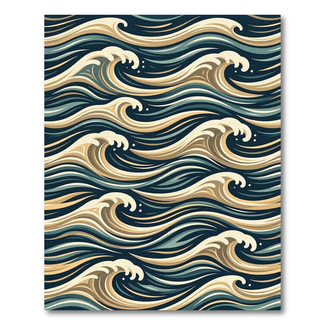 Golden Cream Teal Wave Flow Rug