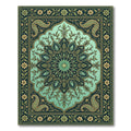 Emerald Green Paisley Floral Medallion Rug
