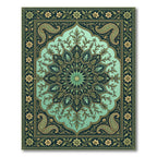 Emerald Green Paisley Floral Medallion Rug