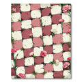 Pink White Checkerboard Floral Rug