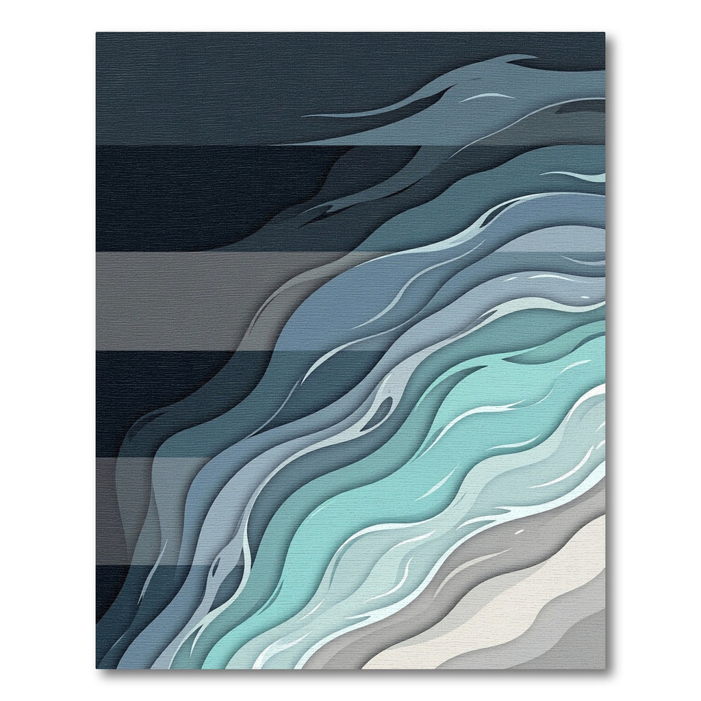 Abstract Teal Wave Layered Tones Rug