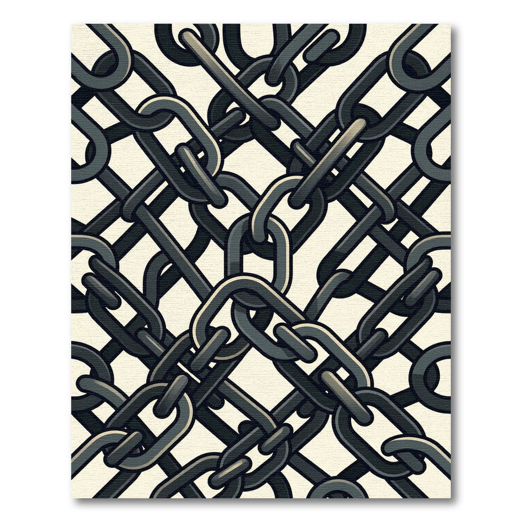 Dark Industrial Interlocking Iron Chain Link Rug