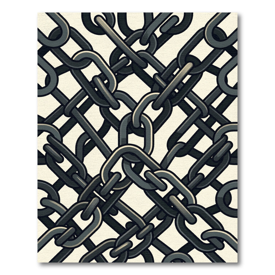 Dark Industrial Interlocking Iron Chain Link Rug