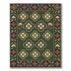 Rich Emerald Quatrefoil Floral Rug