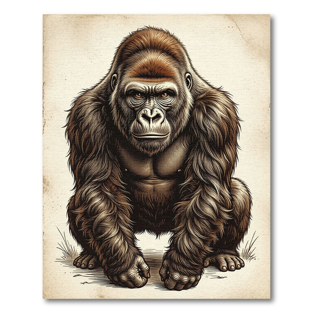 Majestic Charcoal Silverback Gorilla Portrait Rug
