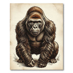 Majestic Charcoal Silverback Gorilla Portrait Rug
