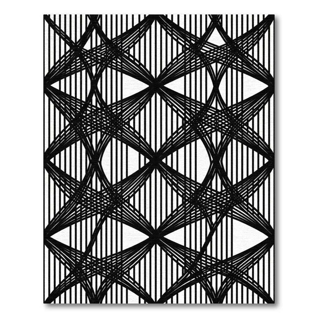 Monochrome Abstract Geometric Intersecting Linear Rug
