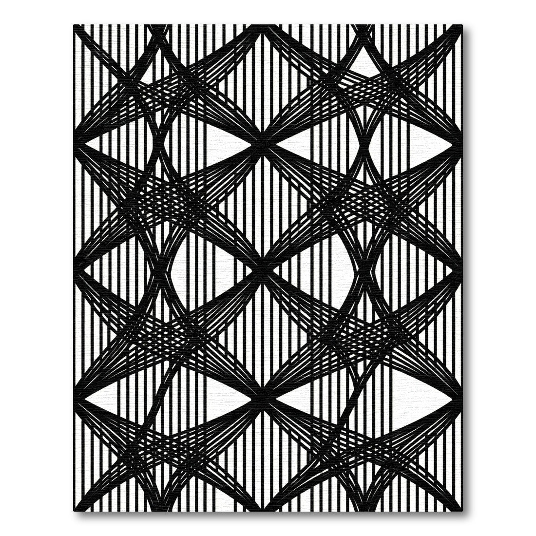 Monochrome Abstract Geometric Intersecting Linear Rug