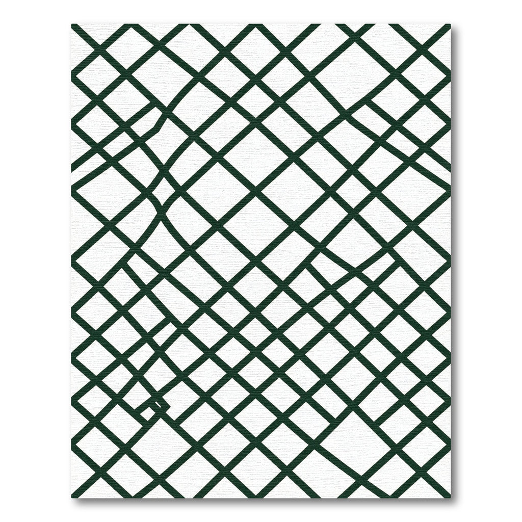 Modern Forest Green Skewed Grid Rug