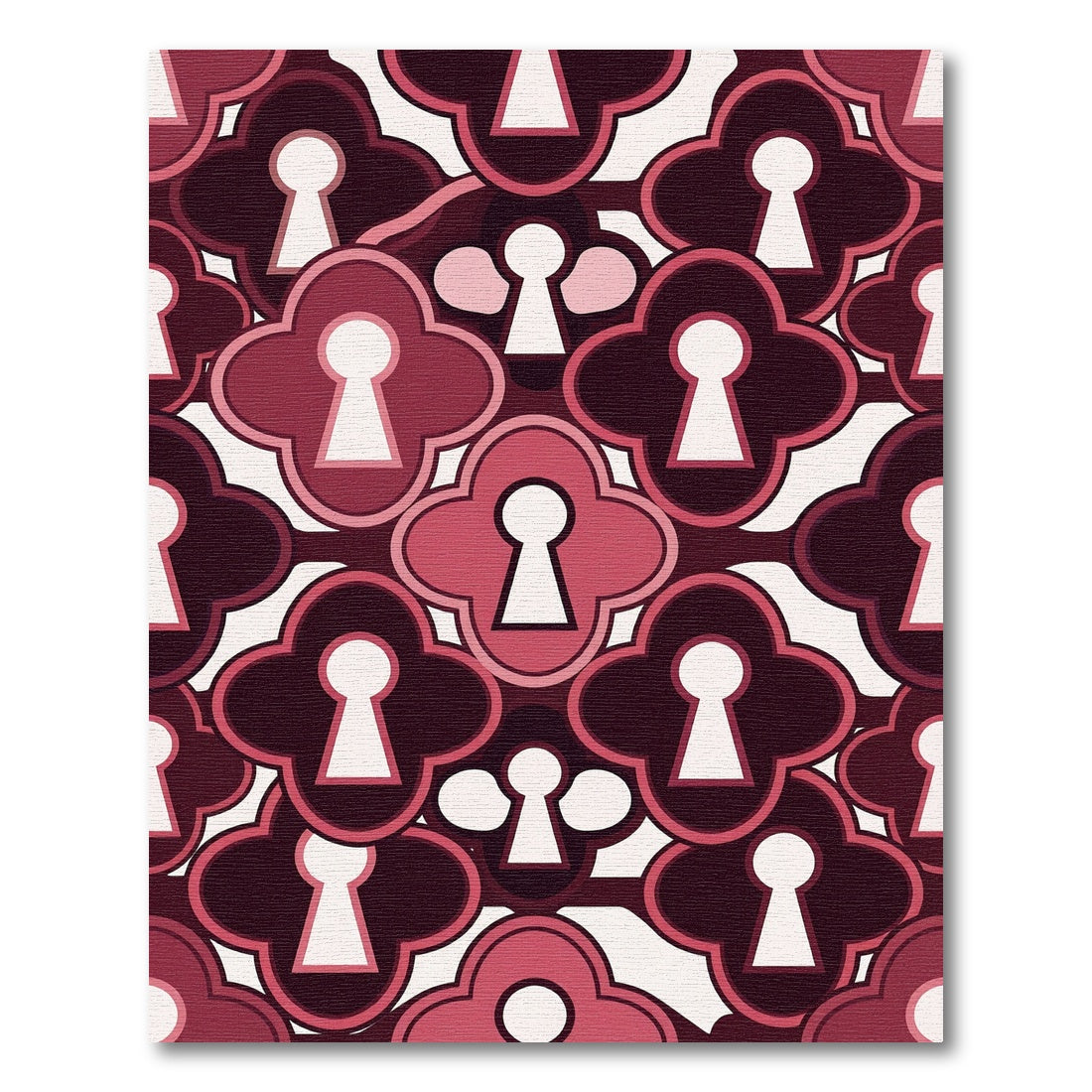 Crimson Keyhole Clover Pattern Rug
