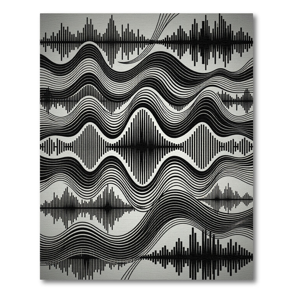 Black White Wave Soundwave Composition Rug