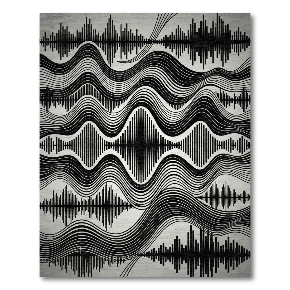Black White Wave Soundwave Composition Rug
