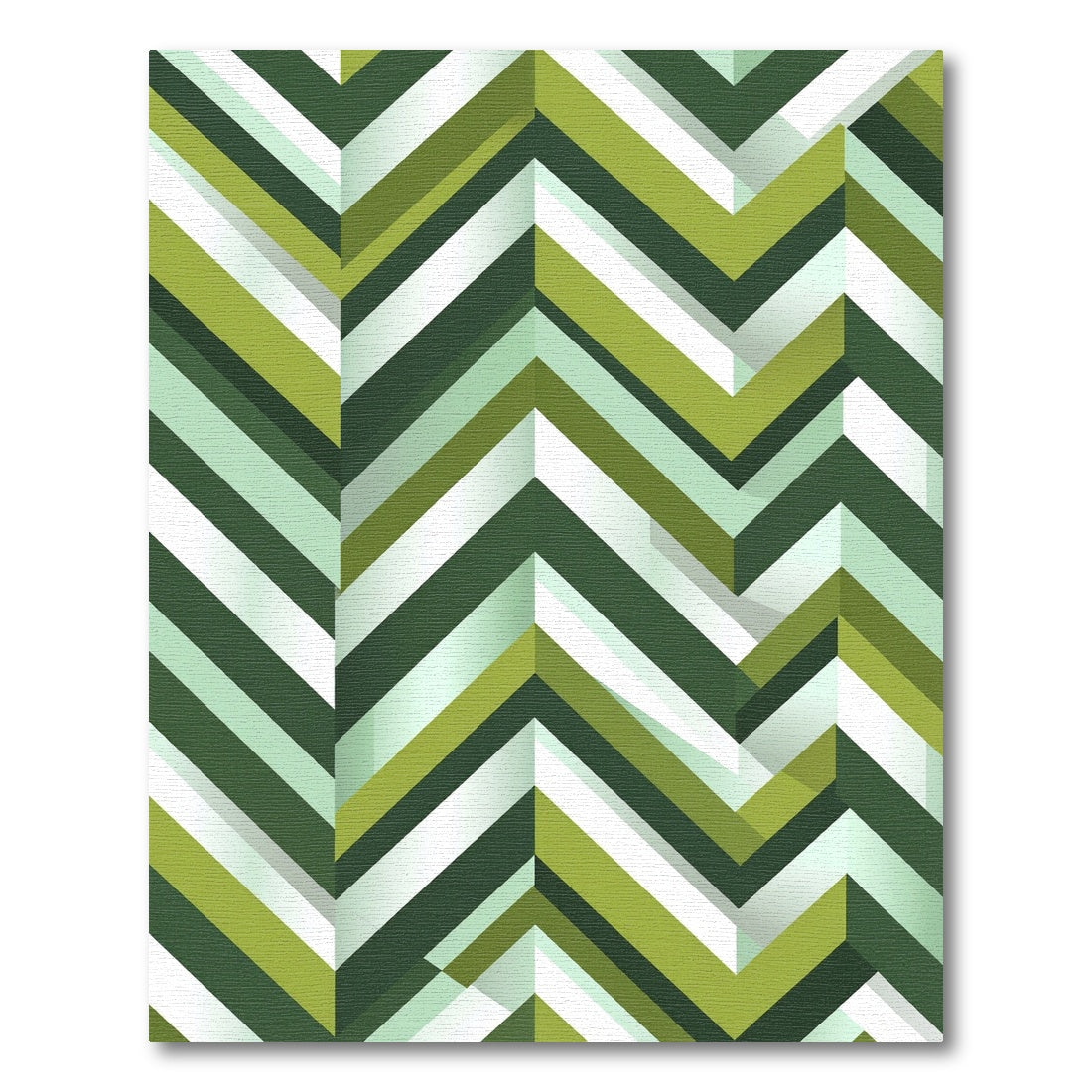 Green Tonal Chevron Angled Lines Rug