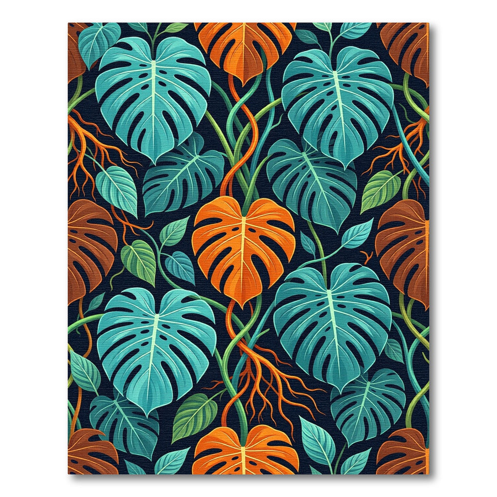 Monstera Leaf Tropical Vibrant Color Rug