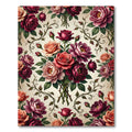 Romantic Floral Bouquet With Crimson Roses Rug